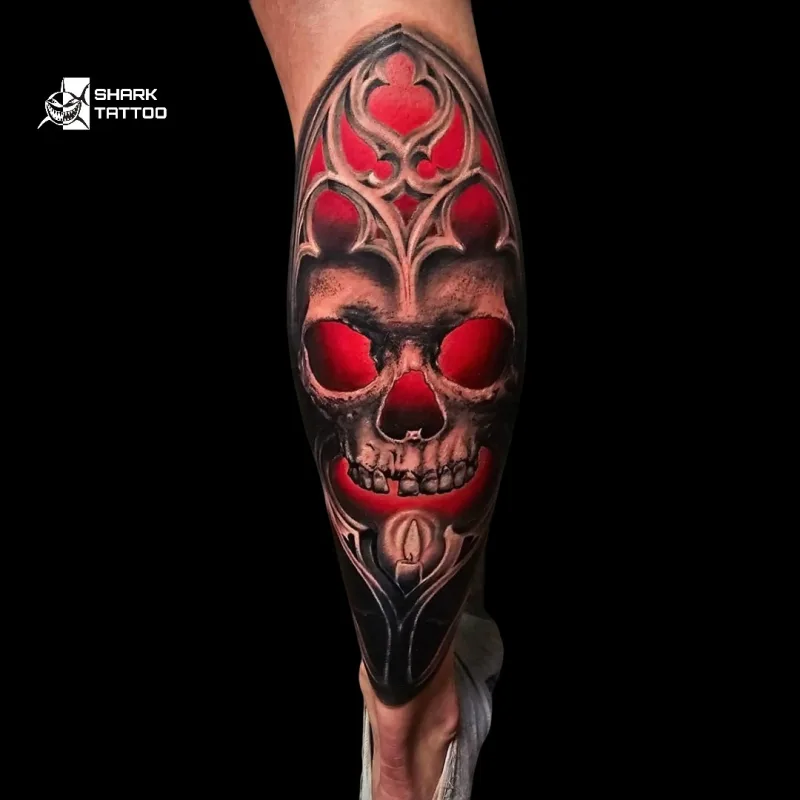 🔥 Gotisches Schädel-Tattoo – Dunkel, Kraftvoll und Freihand 🔥