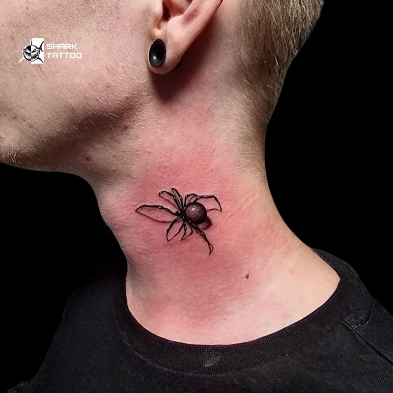 🕷️ Realistisches Spinnen-Nacken-Tattoo – Mutig und Einzigartig 🕷️