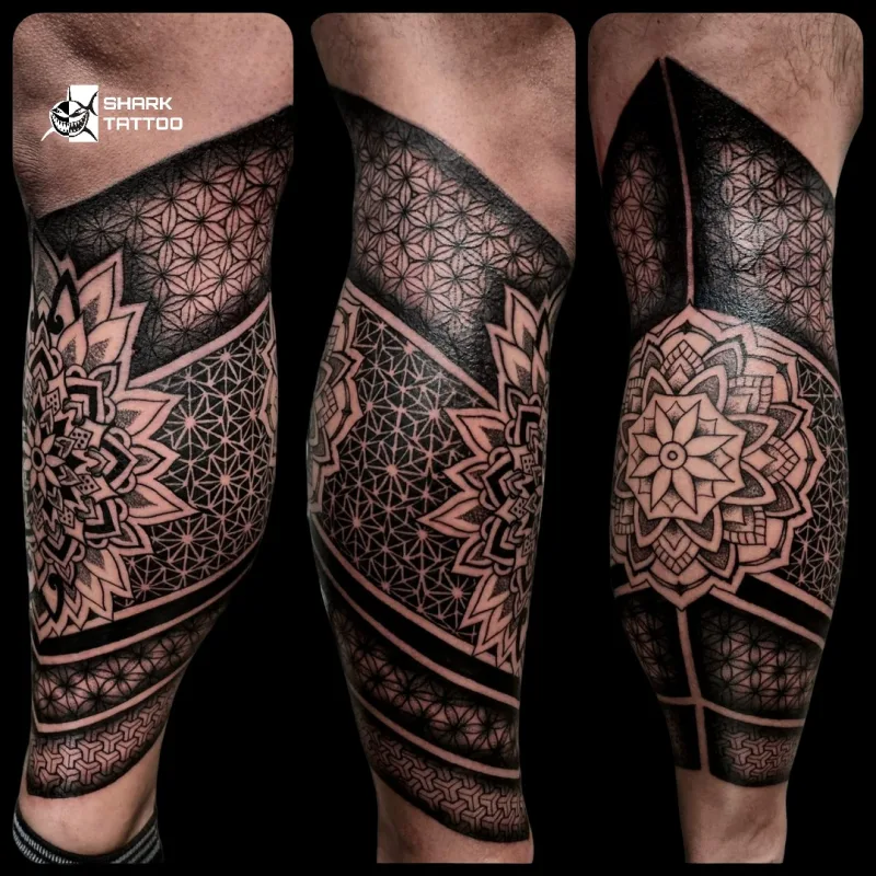 🌟 Geometrische Präzision Beinsleeve – Strukturiert und Atemberaubend 🌟