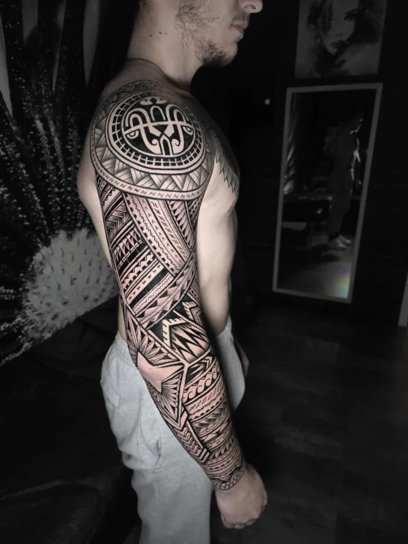 Full Sleeve Maori Tattoo – A Freehand Journey of Culture and Strength