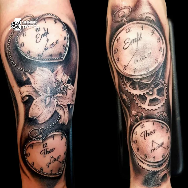 ⏳ Zeitlose Erinnerungen – Persönliches Uhr-Tattoo ⏳